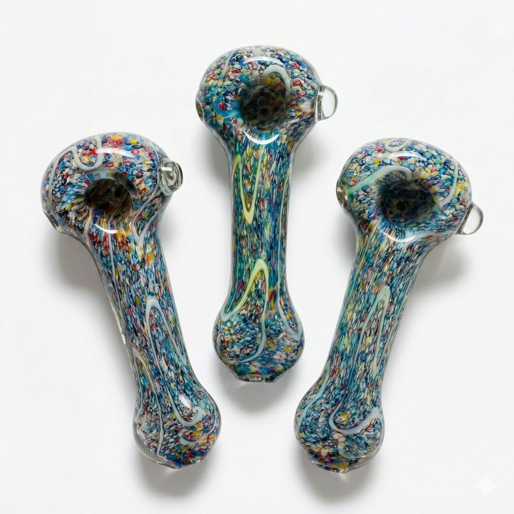 5" Fuming Multi Color Frit Spoon | Spoon Pipe
