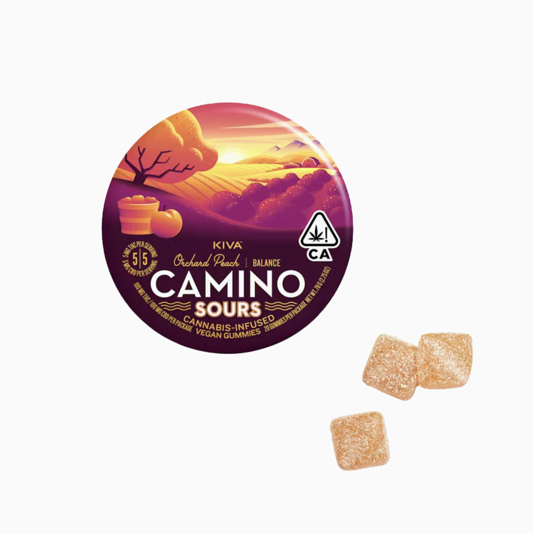 CAMINO - SOURS ORCHARD PEACH - GUMMIES 1:1 20PK 100MG at Leaf Society Salton City