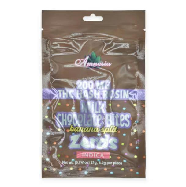 Amnesia Zerds | 200mg Hash Rosin Chocolate Bites | Strawberry Shortcake White Chocolate