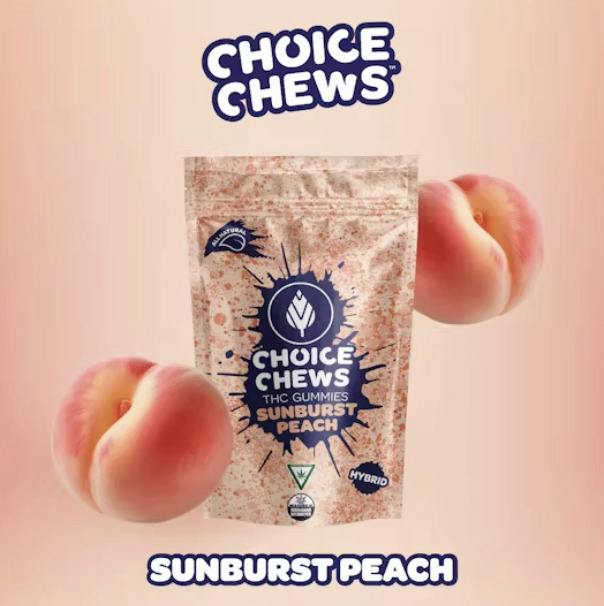 Choice Chews | 200mg THC Gummies | Sunburst Peach (Hybrid)