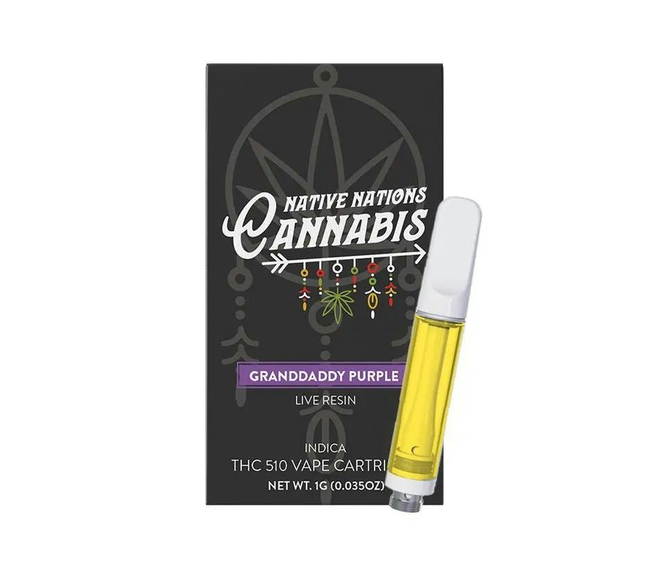 Native Nations | Live Resin Vape Cart | Granddaddy Purple | 1g