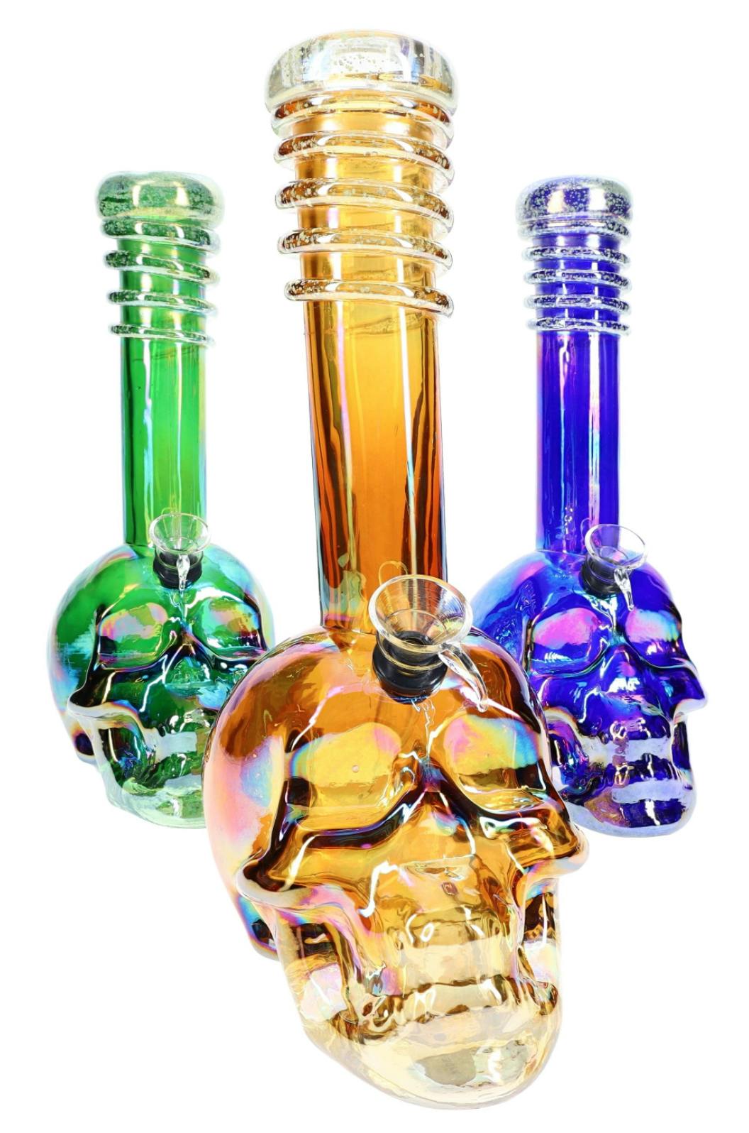 10.5" Metallic Skull Soft Glass Water Pipe – WP3275