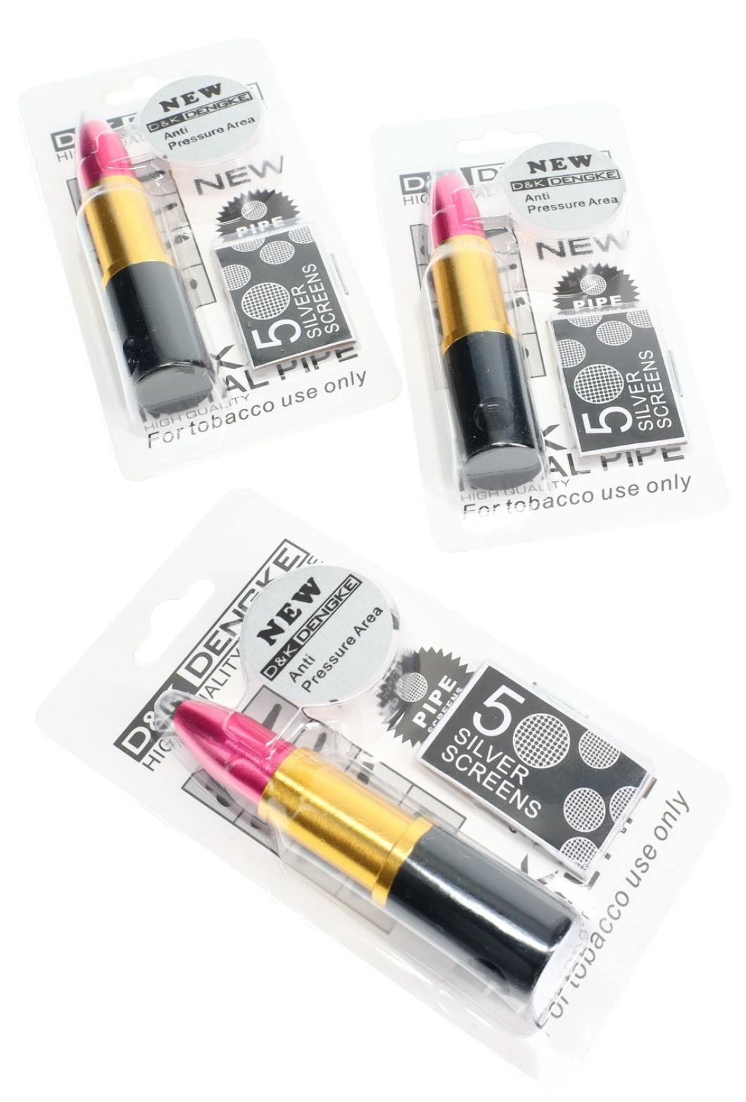 3" Pink Lipstick Metal Pipe Gift Set with Screens – MP278