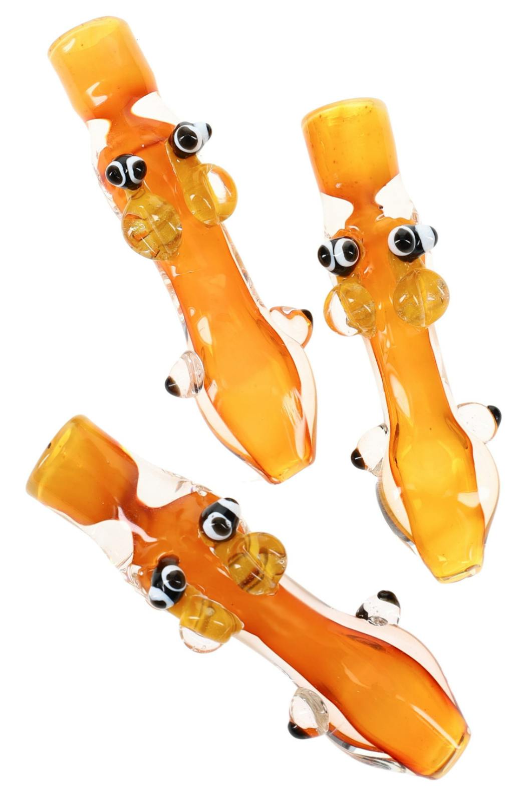 4" Gold Fumed Glass Bee Chillum-C0363