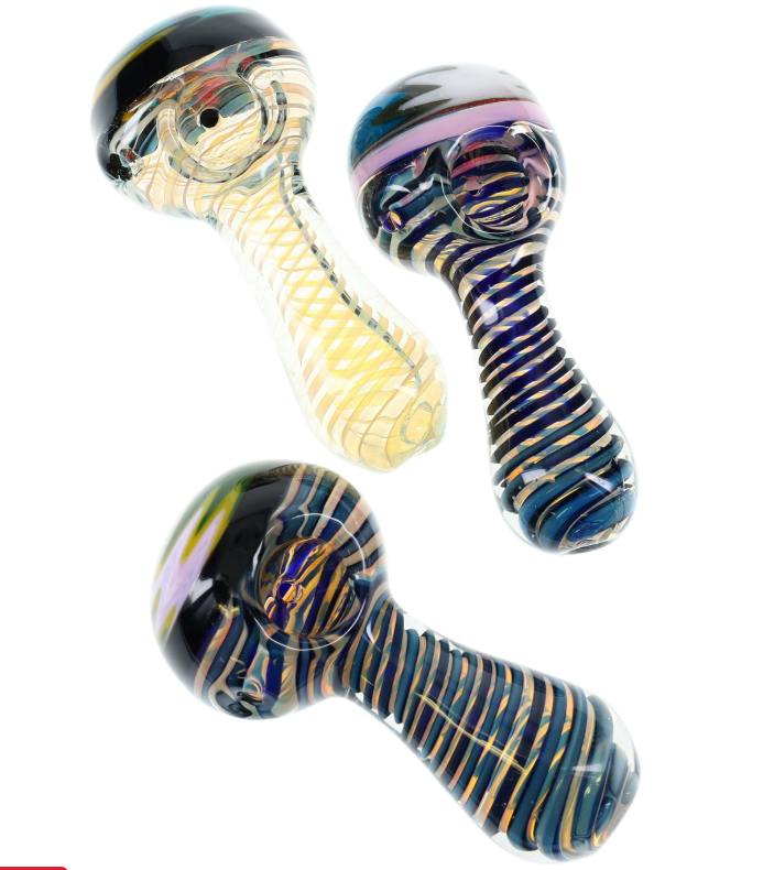 4" Color-Changing Spiral Multicolor Reverse Glass Spoon – P3124
