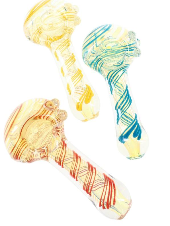 4.5" Color Changing Multicolor Spiral Striped Glass– P2486