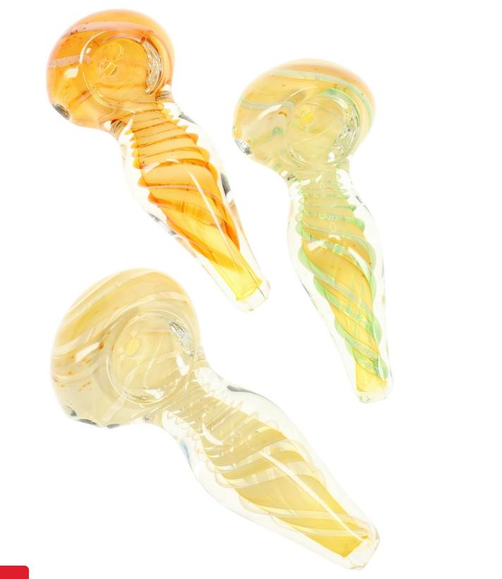 3" Spiral Striped Color-Changing Fumed Glass Spoon Pipe – P2318