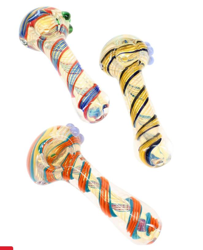 4" Color Changing Swirl Striped Glass Pipe – P2492