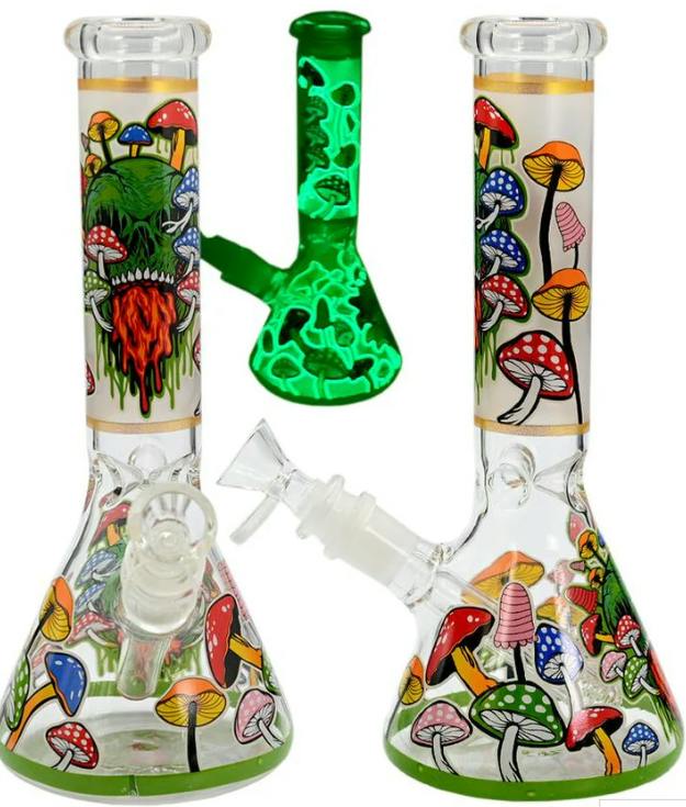 10" Glow In The Dark Mushroom Water Pipe (Design May Vary)