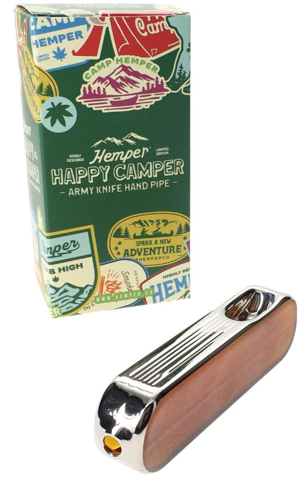 3.5" Hemper Happy Camper Army Knife Glass Hand Pipe