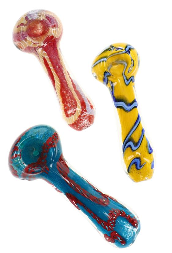 3.5" Striped Frit Glass Pipe – P1780