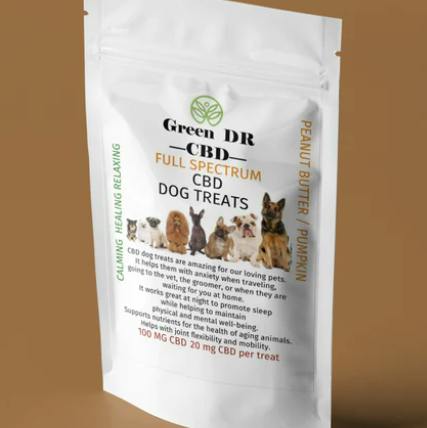 Green Dr | Peanut Butter & Pumpkin Flavored CBD Dog Treats | 100mg | 5pk