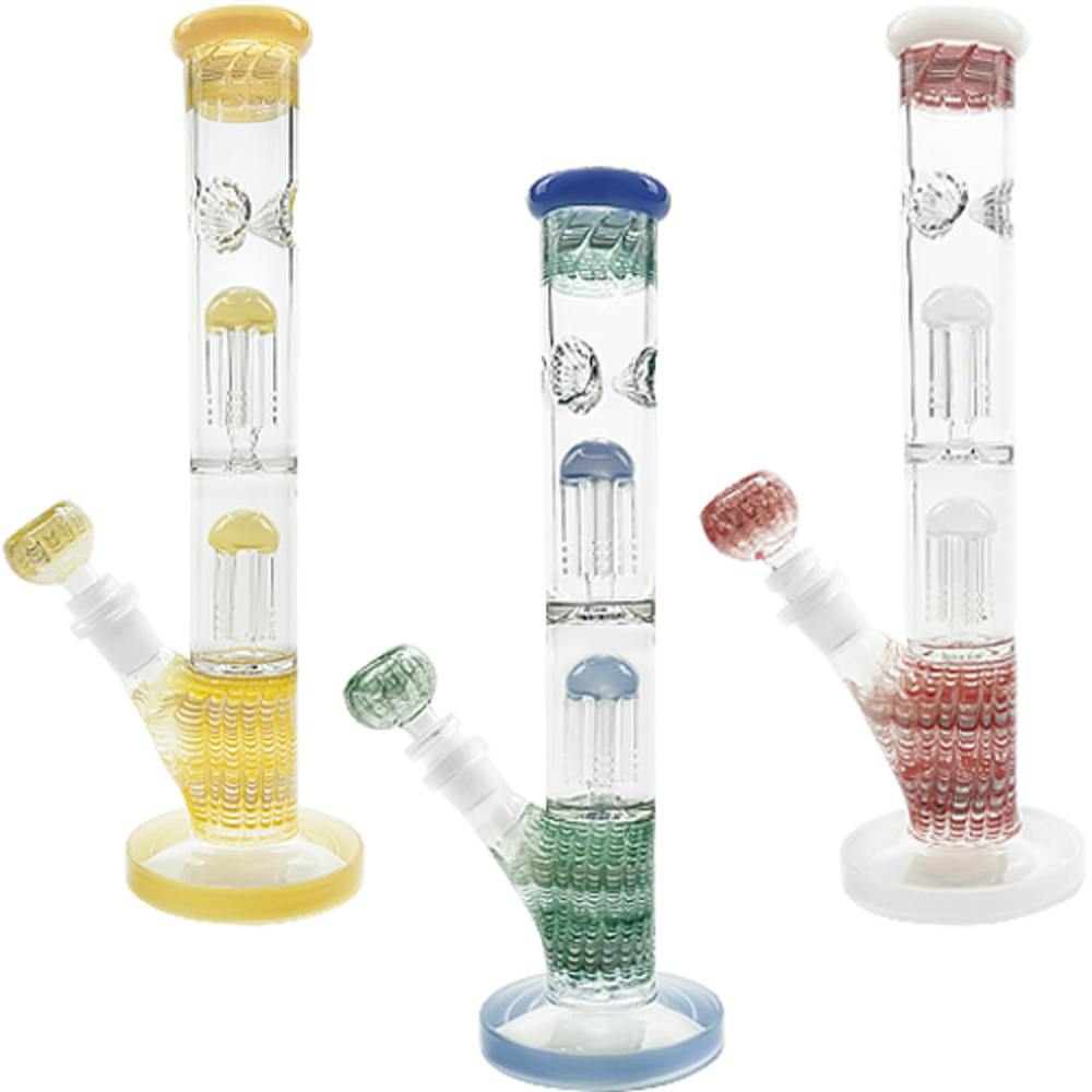 12" DoubleTree Showerhead Perc Water Pipe/Bong | W/Flower Bowl