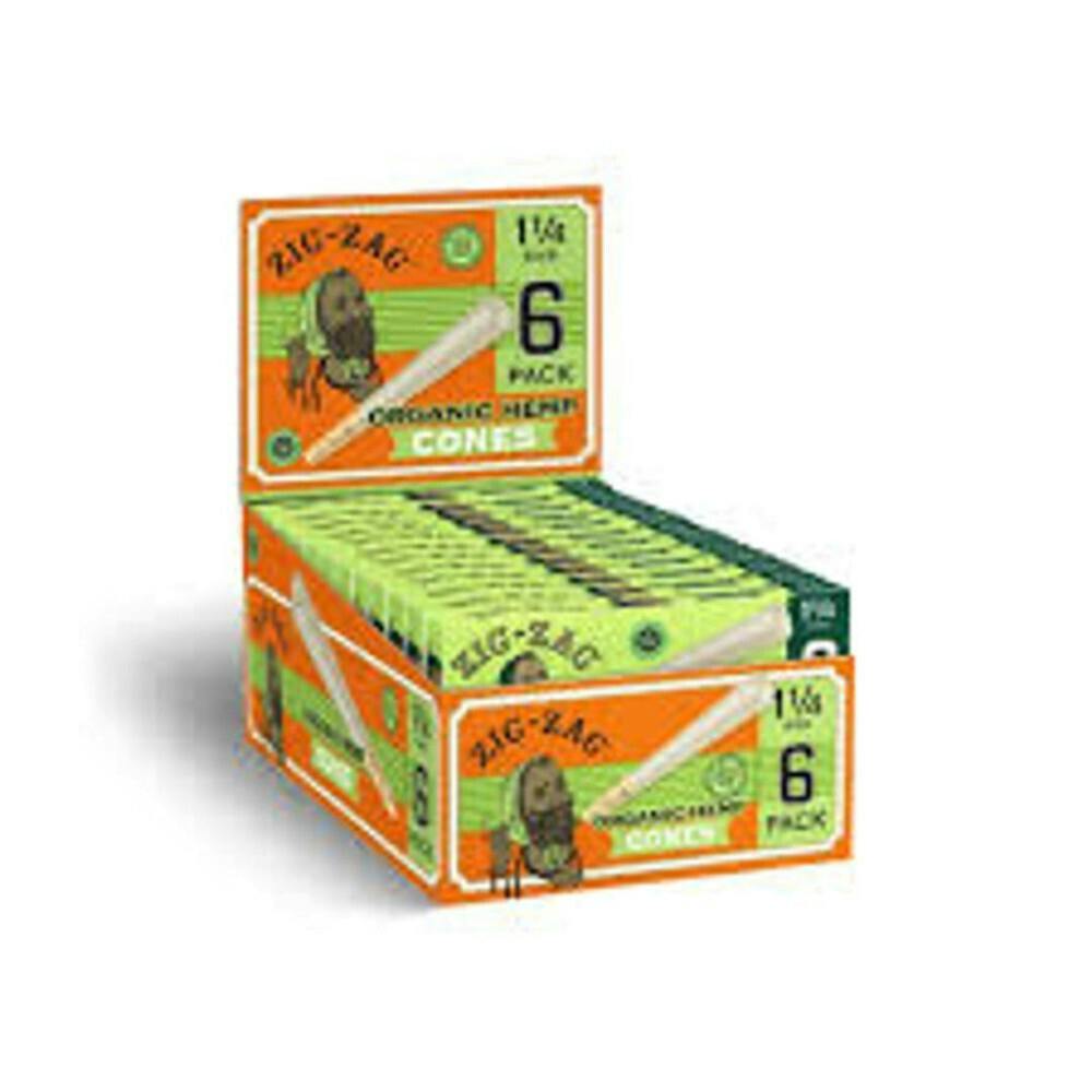 Zig Zag Organic Hemp Cones - 1 1/4 - 6pk