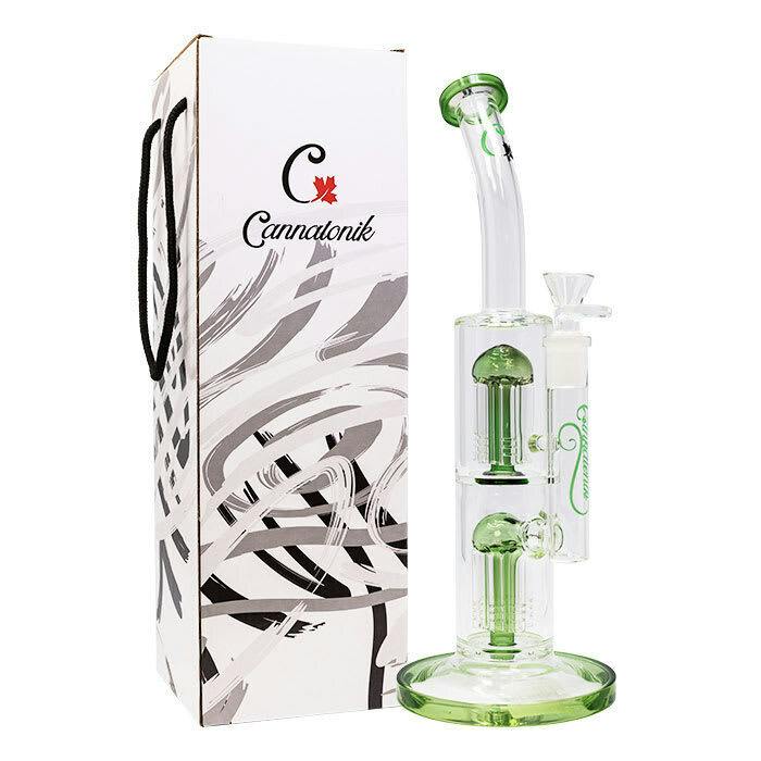 Cannatonik Double Percolator 14 Inches Glass Bong - Green