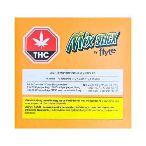 Multipack of 10 Mix Sticx Yuzu Lemonade Drink Mix Singles 1 x 10mg Distillate Powder