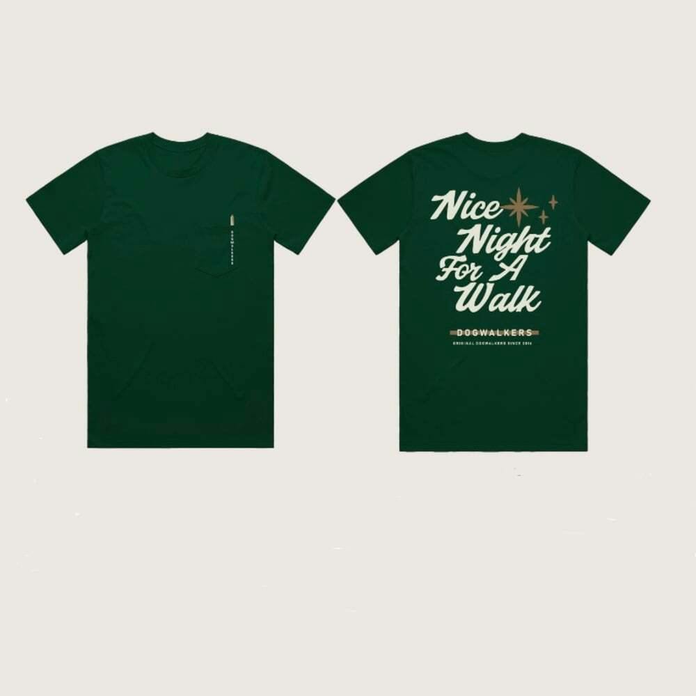 Nice Night for a Walk - Green [M] | Dogwalkers - T-Shirt