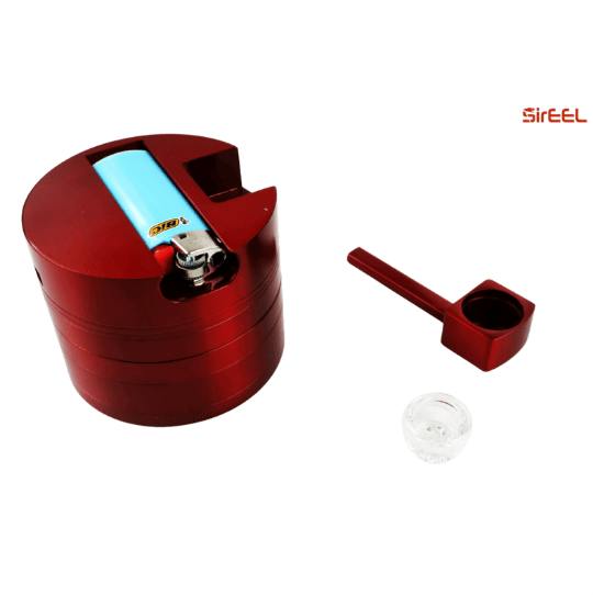 SirEEL - Pro 3-in-1 Grinder with Bic Mini Holder and Integrated Glass Bowl Pipe 5pc