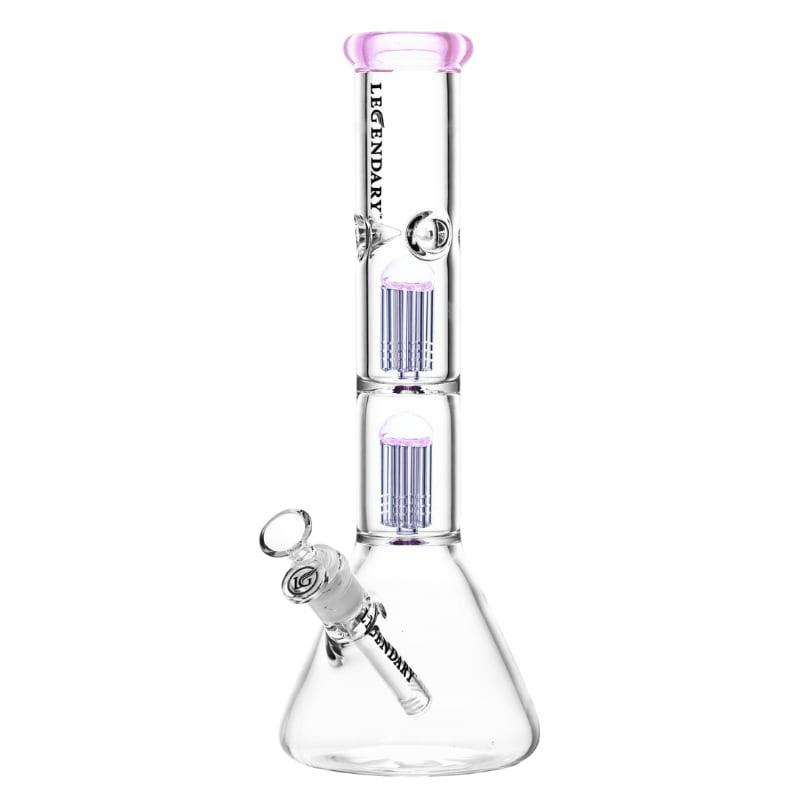 14" 9mm Legendary Double Tree Perc Beaker Bong - Pink