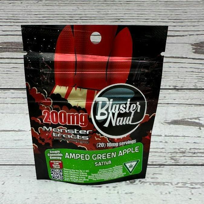 Amped Green Apple Blaster Naut 200mg Sativa Gummie-Monster