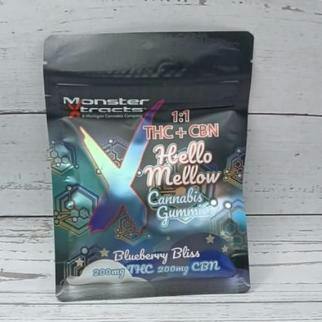 Blueberry Bliss 1:1 THC:CBN 200 MG Indica Gummies-Monster