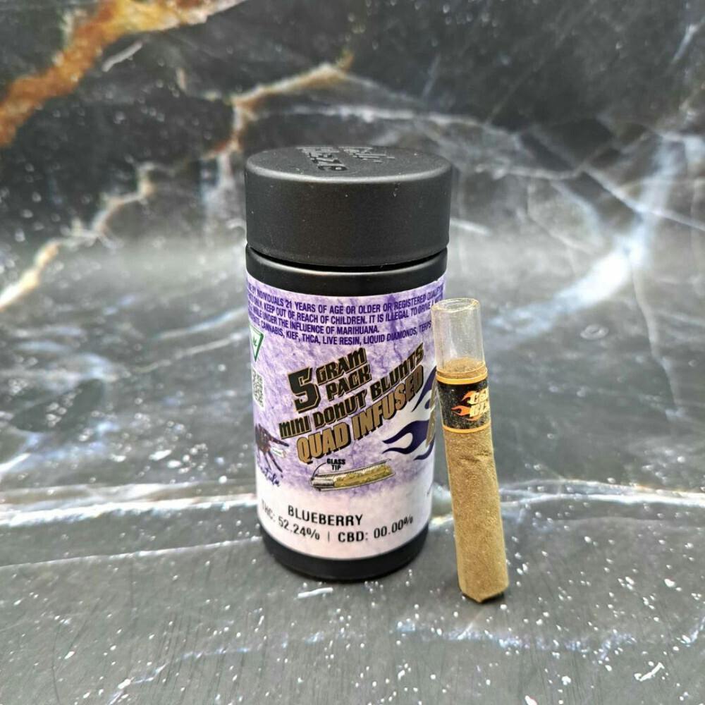 Blueberry Mini Glass Tipped Donut 5 X 1G Quad Infused Indica