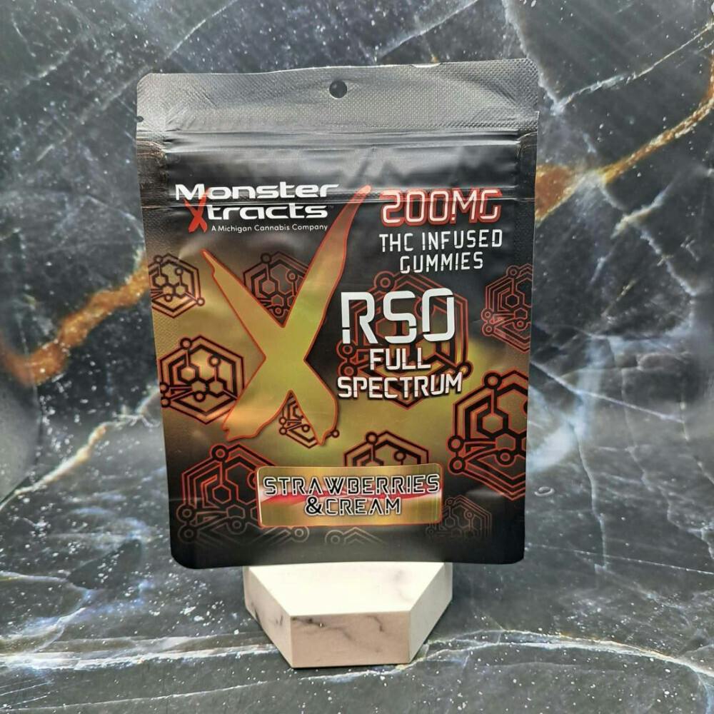 Monster Xtracts Strawberries & Cream RSO Full Spectrum 200mg Gummies