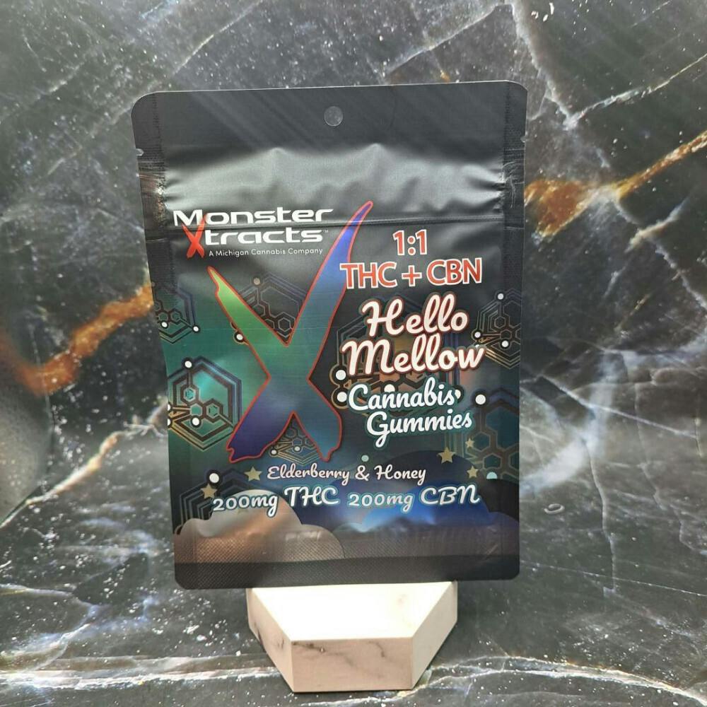 Monster Xtracts Hello Mello 1:1 Elderberry & Honey 200mg Gummies
