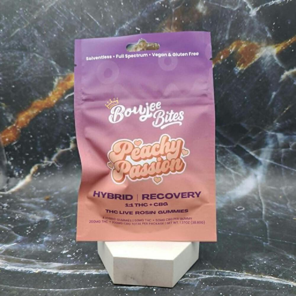 Boujee Bites-Peachy Passion 1:1 THC:CBG Recovery Gummies 50MG x 4
