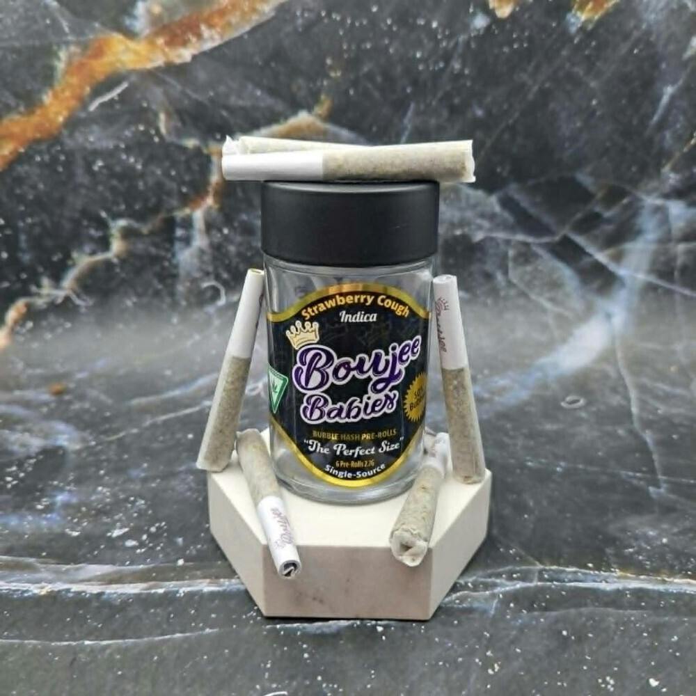 Boujee Babies-Strawberry Cough 6 x .6G Preroll Pack 50% Bubble Hash-Indica