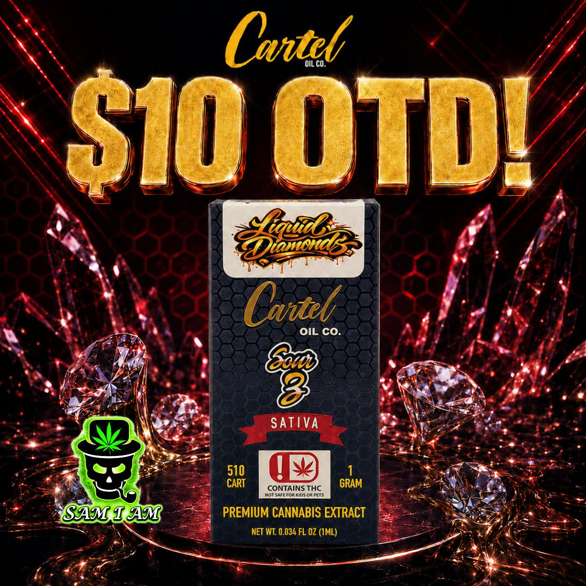 Cartel Oil Co | 510 Cartridge | Liquid Diamonds | Sativa | Sour Z | 1g