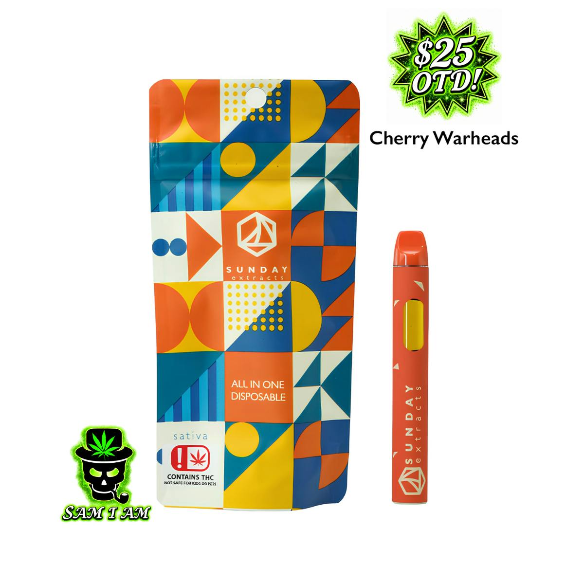 SUNDAY CHERRY WARHEADS LIVE RESIN ALL IN ONE 2G DISPOSABLE