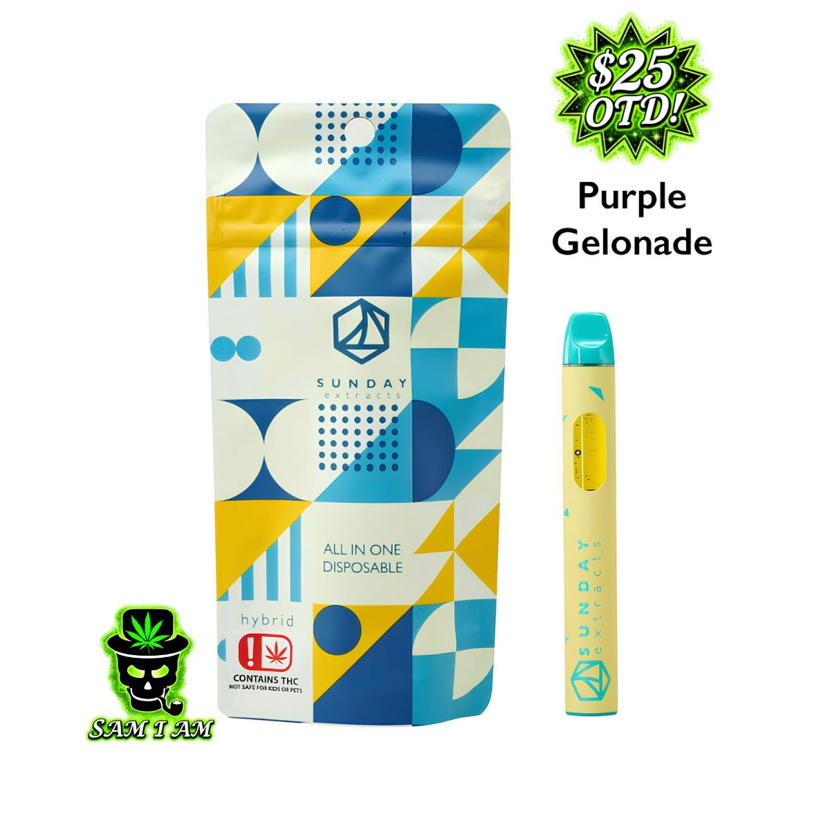 SUNDAY PURPLE GELONADE LIVE RESIN ALL IN ONE 2G DISPOSABLE