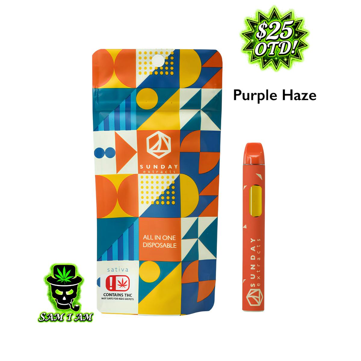 SUNDAY PURPLE HAZE LIVE RESIN ALL IN ONE 2G DISPOSABLE