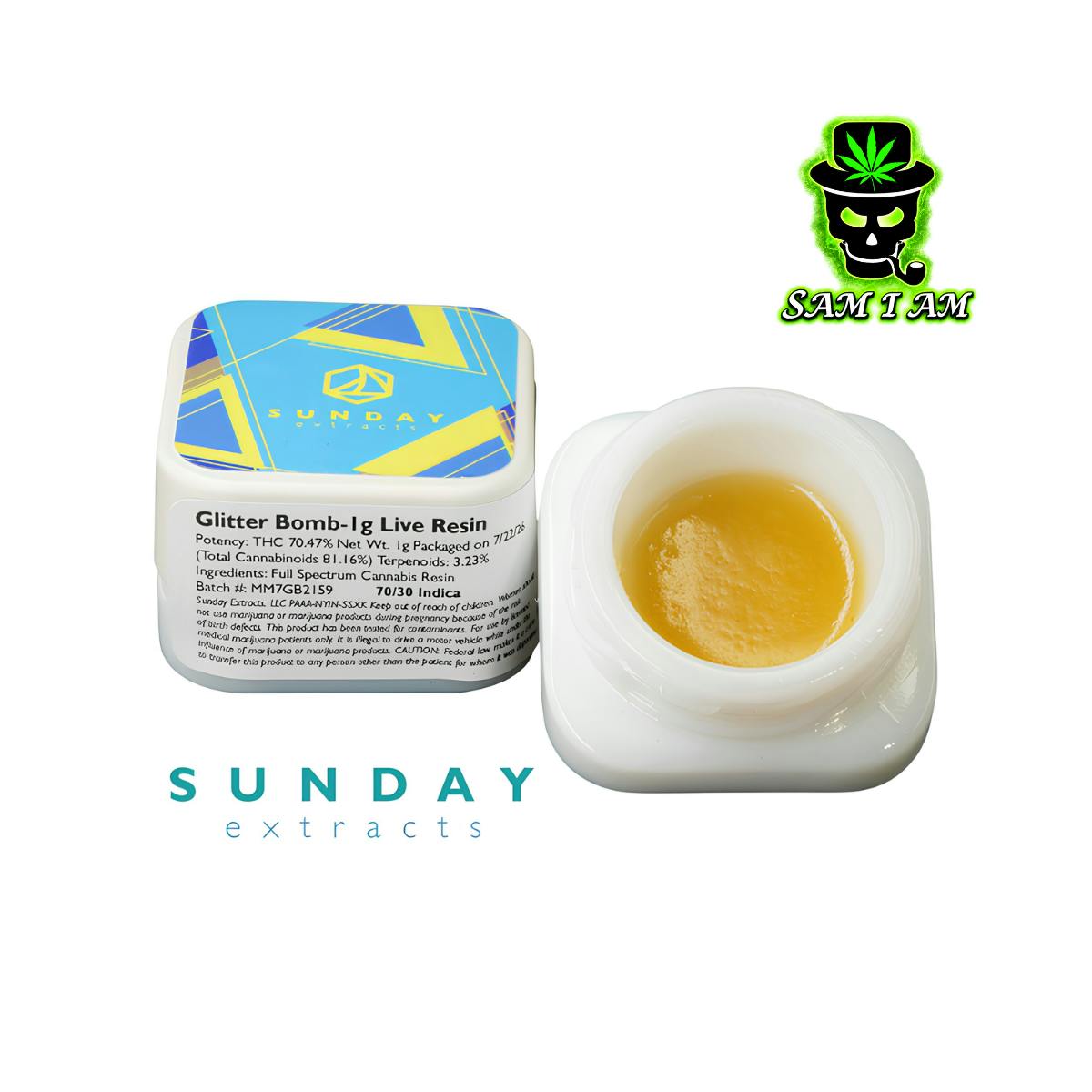 SUNDAY EXTRACTS GLITTER BOMB 1g LIVE RESIN