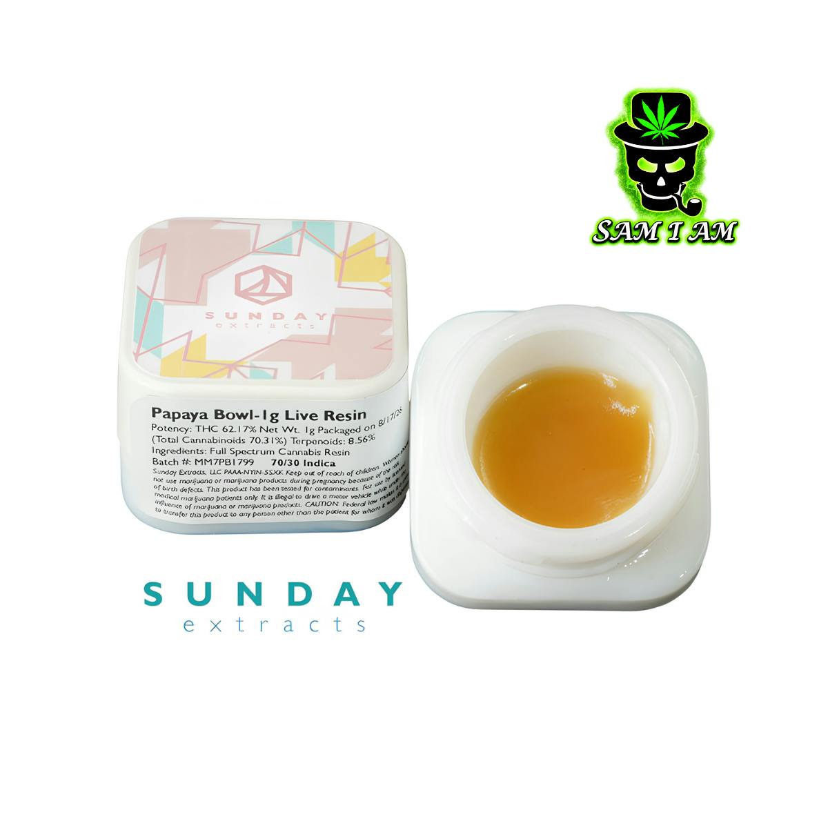 SUNDAY EXTRACTS PAPAYA BOWL 1g LIVE RESIN