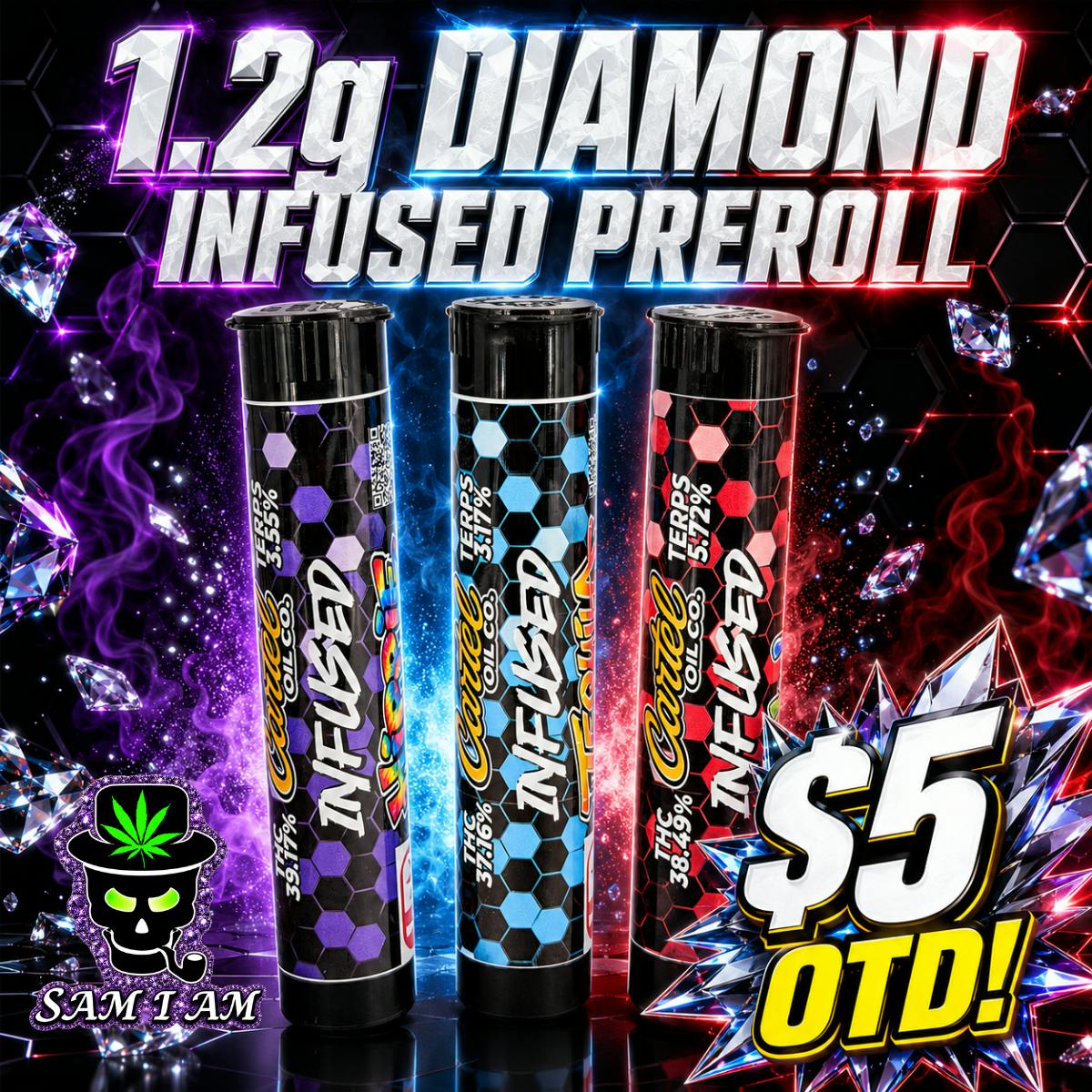 Cartel White Shark 1.2G Diamond Infused Pre-Roll