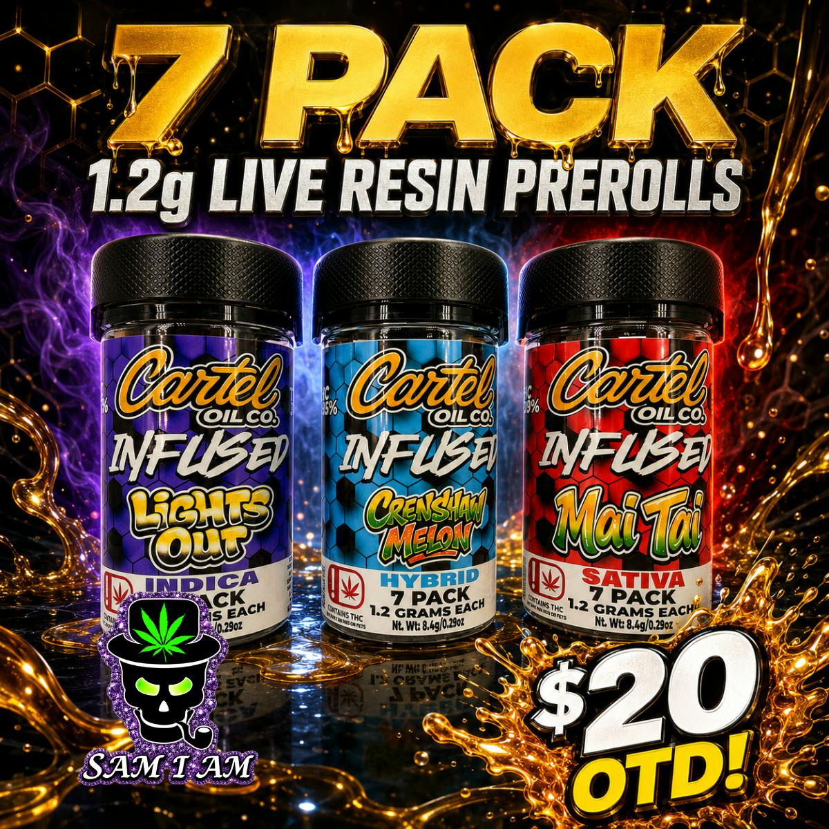 Cartel Oil Co | Infused Pre-Roll Bundle | Indica | White Kryptonite | 8.4g