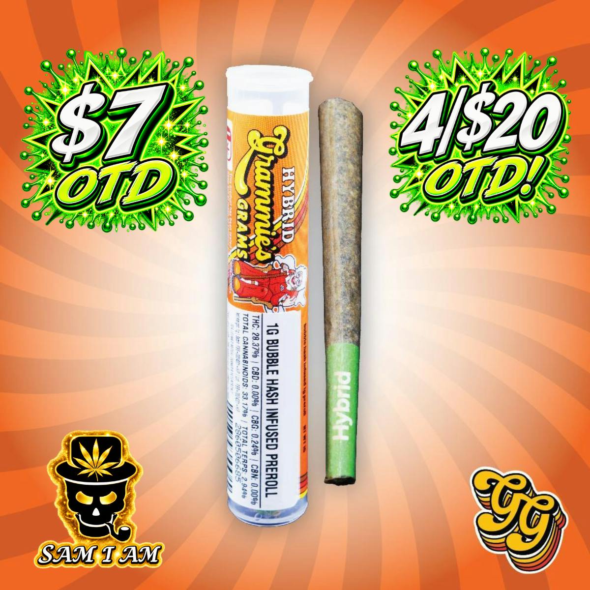 Grammie's COSMIC HONEY 1g Infused pre roll