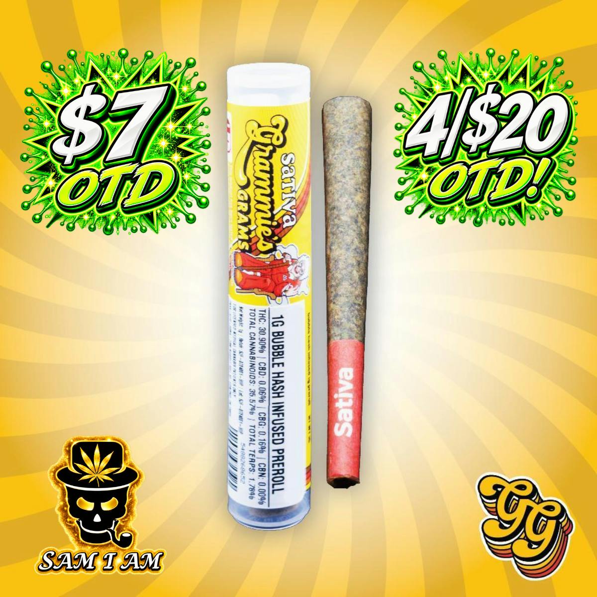 Grammie's CHEETAH PISS 1g Infused pre roll