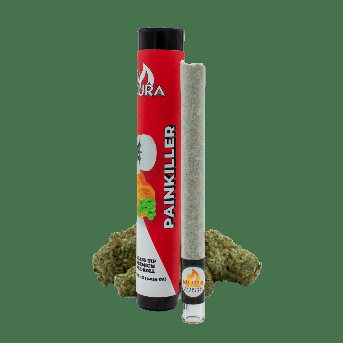 Nura | 1g Glass Tip Pre Roll | Pain Killer Animal Face