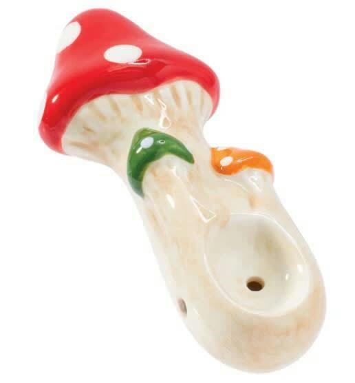 Wacky Bowlz Tri Mushroom Ceramic Pipe - 4"