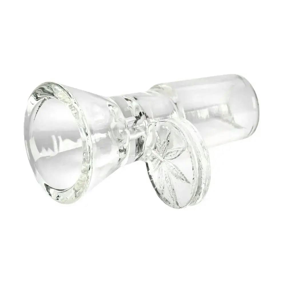 Red Eye Glass, 19mm Leaf Stamped Handle Cone Pull-Out - Clear