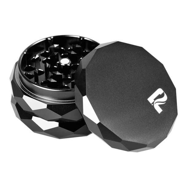 Pulsar 2.25" 4-Piece Diamond Faceted Aluminum Pollinator Grinder (Black)