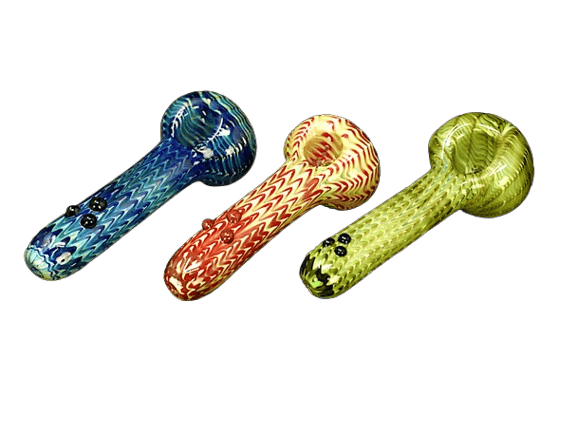 4.5" Snake Skin Marble Glass Hand Pipe, Assored Colours
