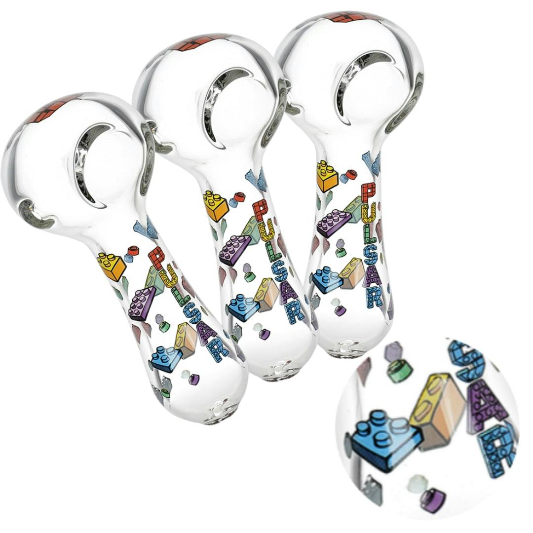 Pulsar, 4.5" Glass Spoon Pipe, Building Blocks