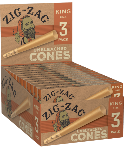 Zig Zag Unbleached King Size Cones 3pk