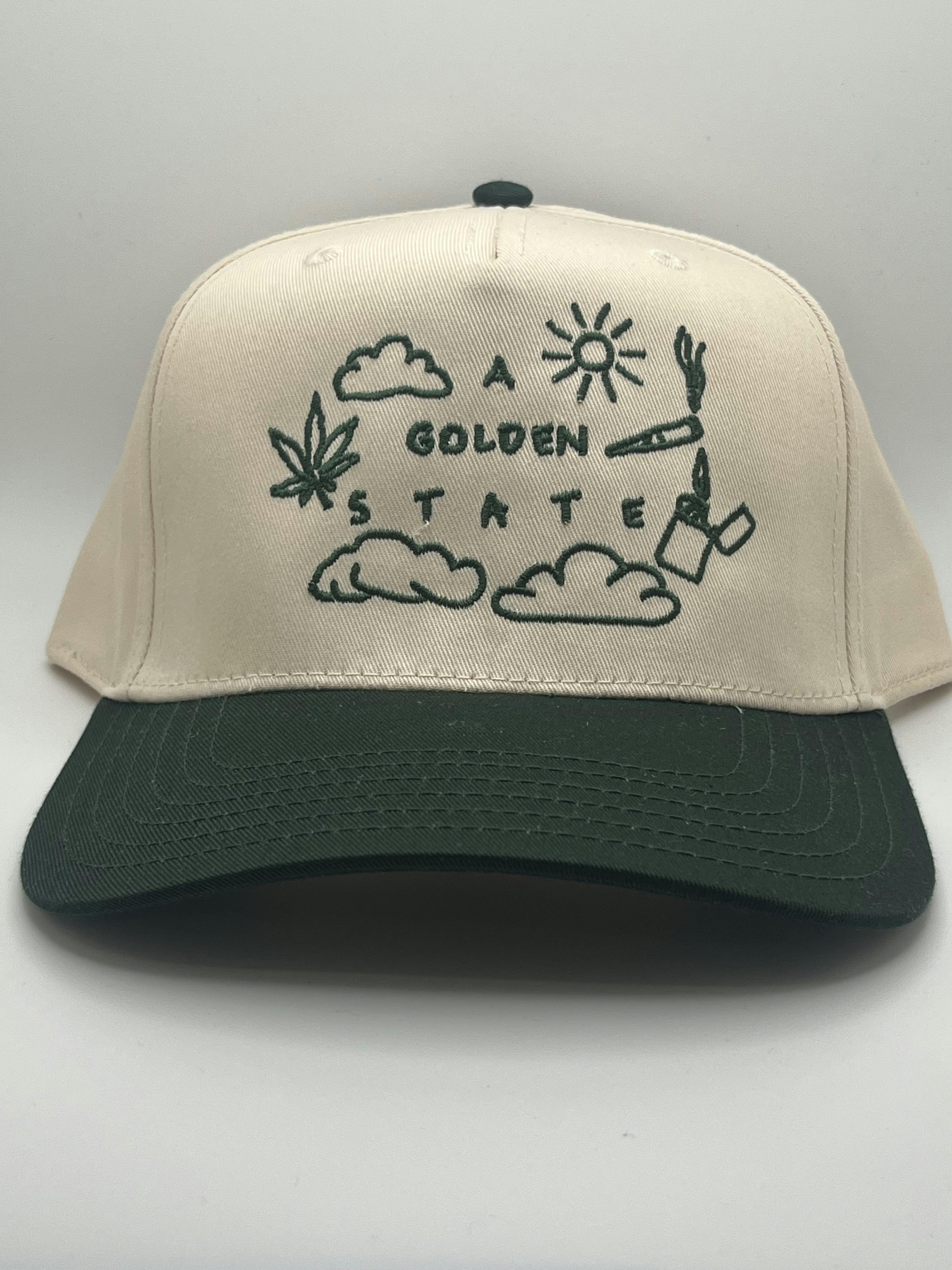 Natural and Green Five Panel Hat