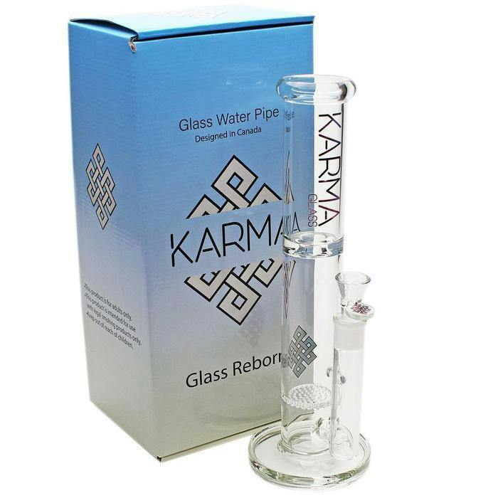 Karma Glass | Glass Straight Tube 14" Bong with Honeycomb Perc | Galaxy