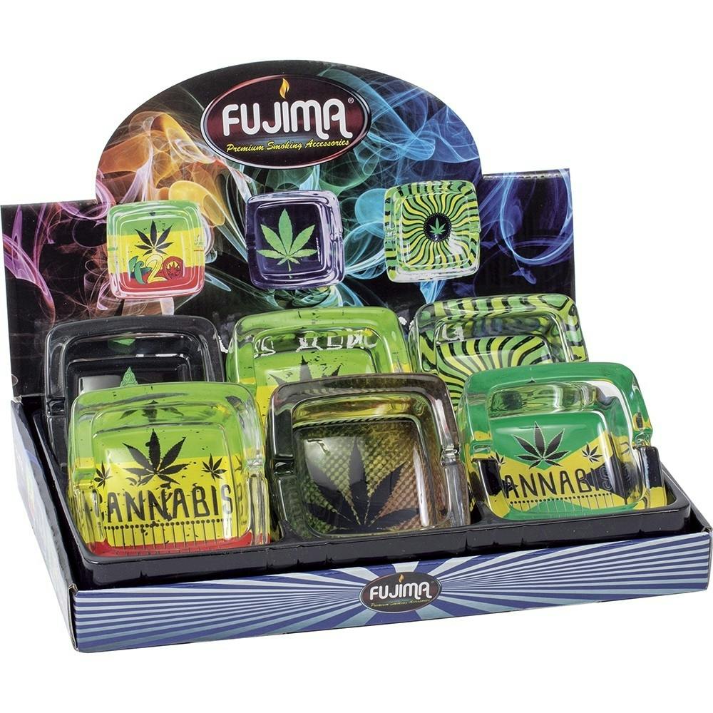 Fujima Ashtray - Square Glass Leaf Design